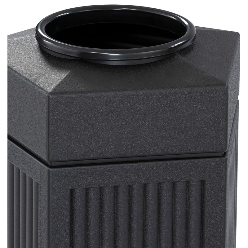Black High-Density Polyethylene Pentagon Trash Can, 30.1 Gallons