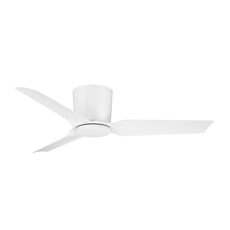 Rynn 48" 3-Blade Indoor/Outdoor Matte White Flush Mount Modern LED Ceiling Fan with Wall Control, Matte White