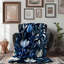 Fleurs indigo - couverture sherpa de qualité supérieure 1 pièce-101983771