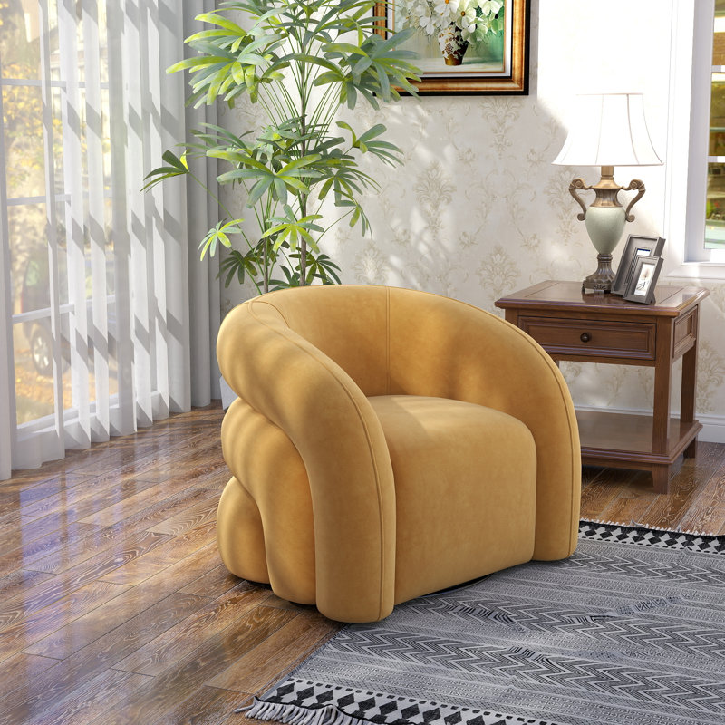 Fauteuil demi-tonneau pivotant Bricyn, Jaune