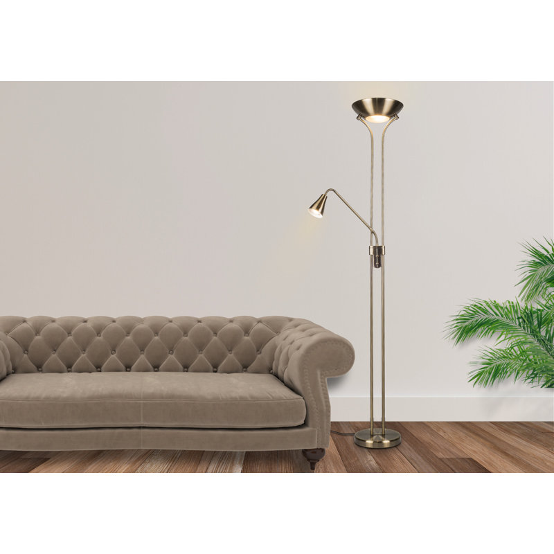 Briajah 181.5cm Torchiere Floor Lamp, Antique Brass