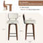 Ensemble de 2 tabourets de bar pivotants blancs, hauteur de comptoir 26 po, similicuir, pieds en noyer, grands coussins-1427555613