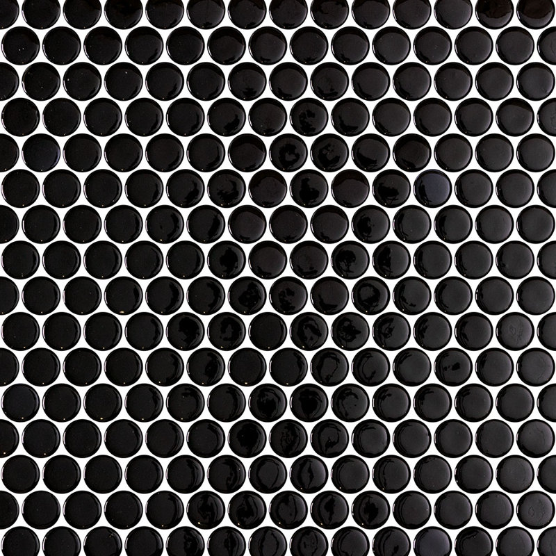 Mosaïque ronde en verre recyclé Spectrum Classic Penny, Noir, noir, noir, noir
