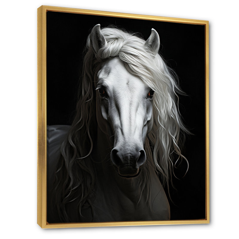 Gris gris majestueux - impressions encadrées de chevaux, H 40 po x l 30 po x P 1,5 po, Cadre flottant doré