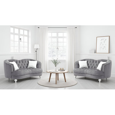 Mongeon Blue Velvet Loveseat Set Of 2