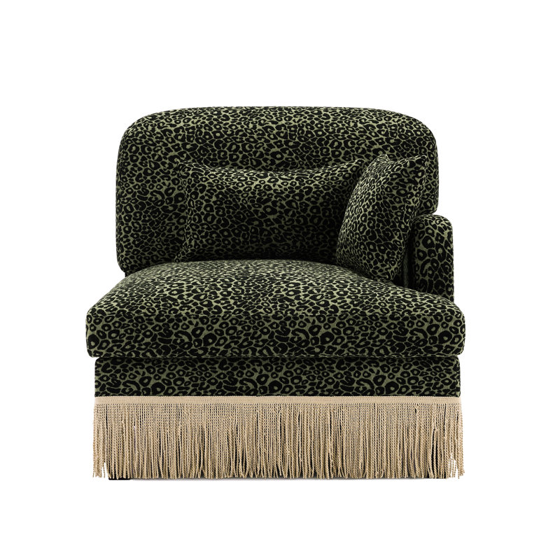 1 canapé LSF léopard chenille avec coussins, Noir/vert