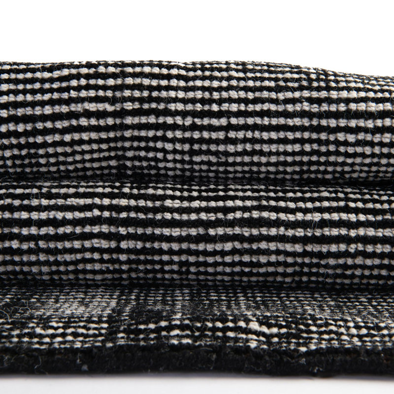 Tapis uni / rayé Liabah de couleur mûre / ivoire, Rond 7 pi