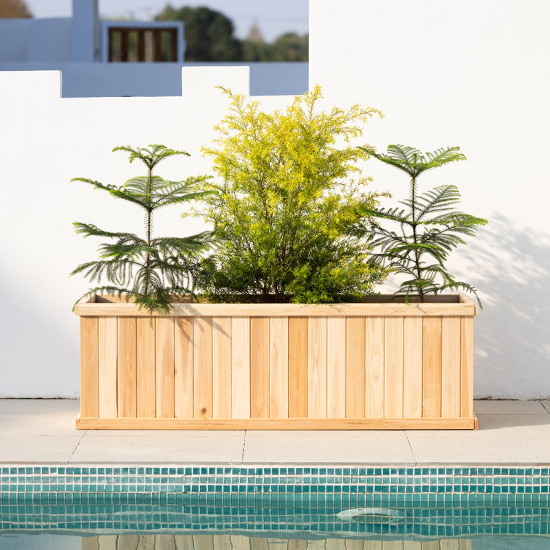 Barros Outdoor Wood Planter Box New house beauty and hope Raised Garden Bed, Beige, 47.63cm H x 152.4cm W x 47.63cm D
