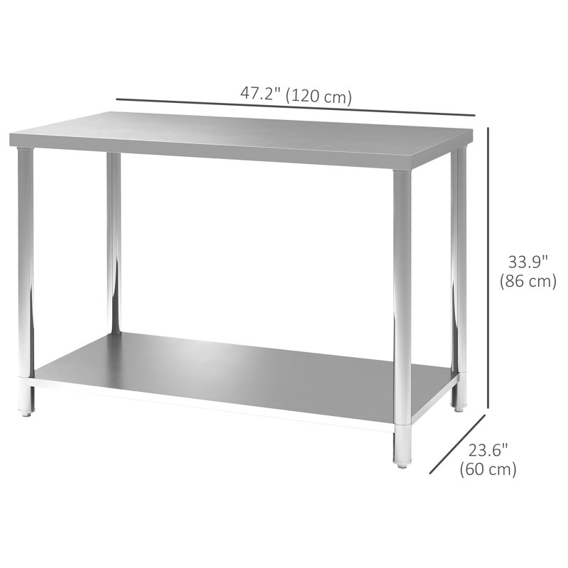 Table de préparation en acier inoxydable, table de travail robuste