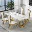 Ensemble de table de salle à manger 78 pouces blanc et or avec 4 chaises en cuir blanches-1292125833-1292125831