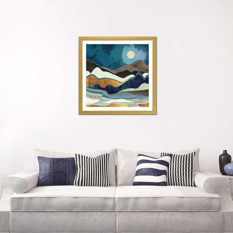 «Autumn Hills», reproduction d'impression, H 24 po x l 24 po x p 1 po, Papier encadré doré, Blanc