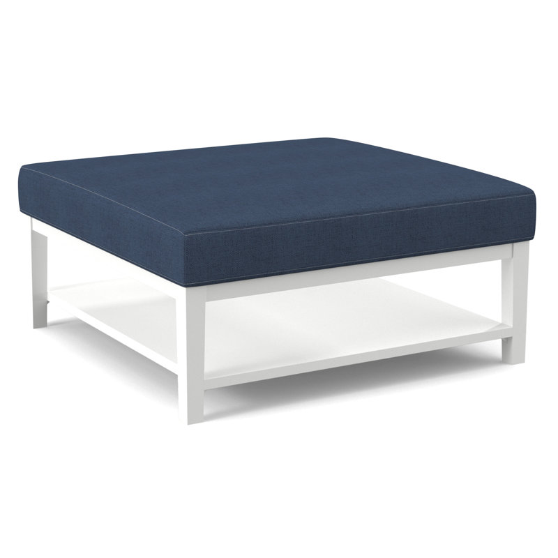 Hammond Square Ottoman, Snow Crypton Performance; 0884-91, Frost White Finish