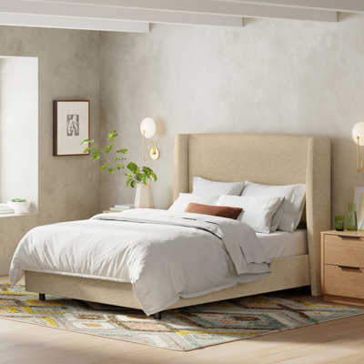 Tilly Linen Upholstered Wingback Bed