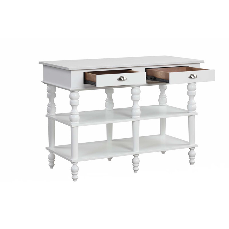 Wallaceton 47.6'' L Kitchen Island with Marble Top, White