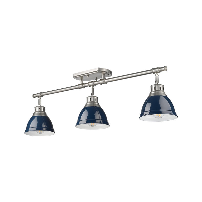 Plafonnier semi-encastré 3 lumières Bryannah, Étain, Bleu marine mat