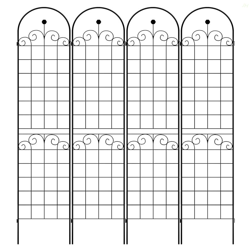 Paquet de 4 treillis de jardin en métal pour plantes grimpantes d'extérieur 86,7 po x 19,7 po antidérapant Rose