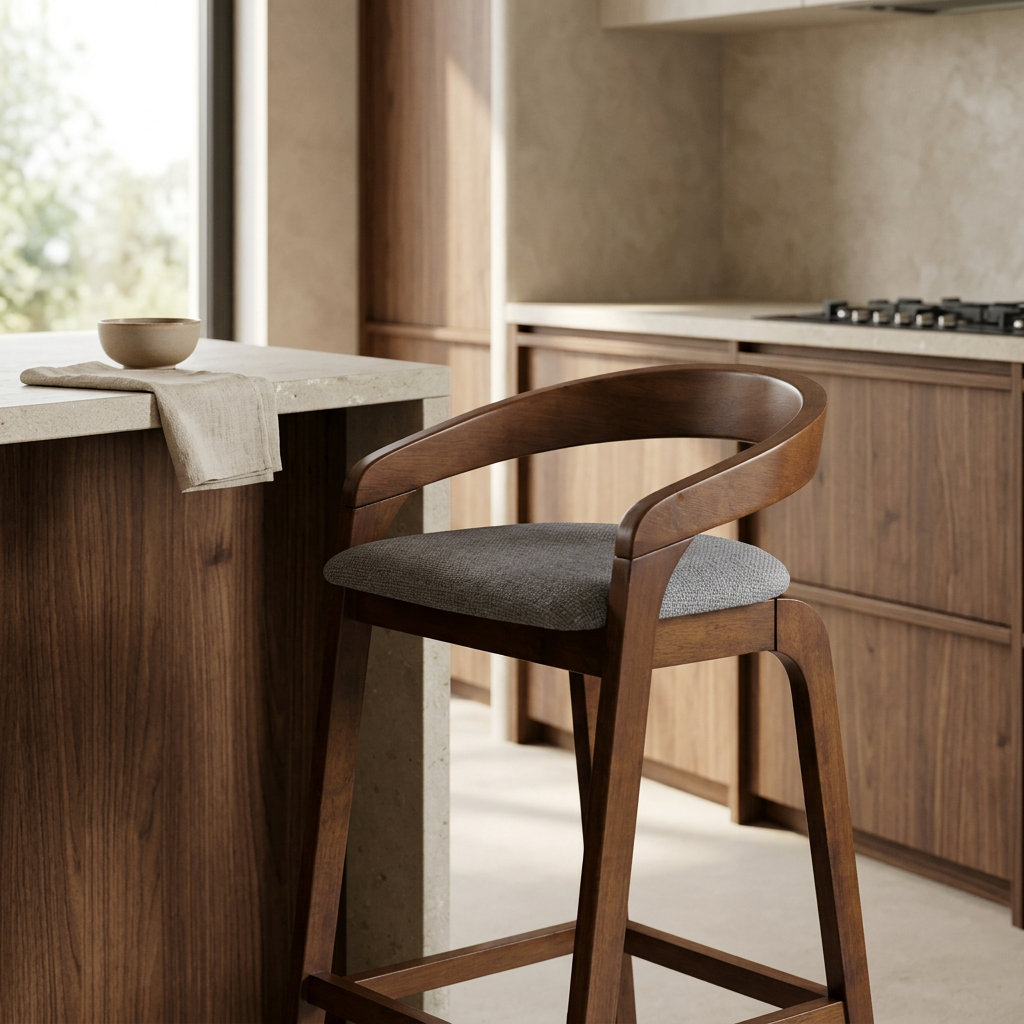 Piera Upholstered 27.36'' Counter Stool, Walnut