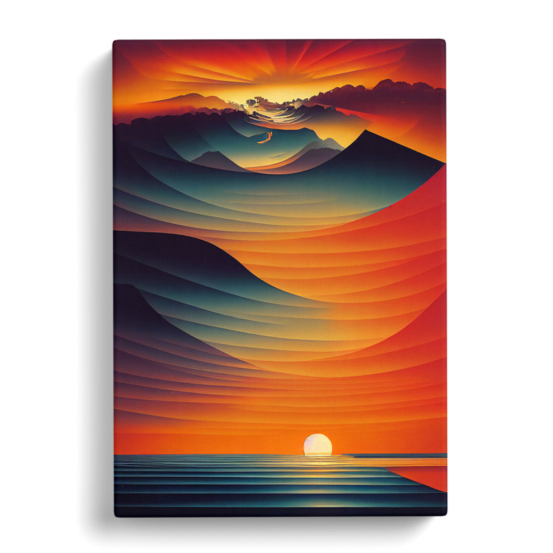 XV1022-3946X Showstopping Abstract Ocean Sunset - Print, Wrapped Canvas, 50cm H x 35cm W, No Matte