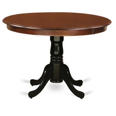 Hartland Dining Room Table - a Round Kitchen Table Top with Pedestal Base, Mahogany & Black