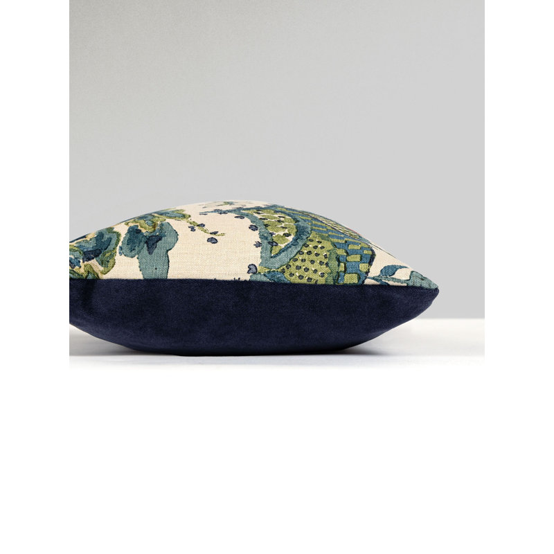 KELMESCOTT / AURORA PILLOW, Peacock/Sand/Navy Toile, 14" H x 22" W, Rectangular