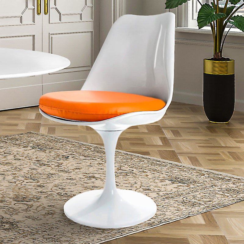 Pollard 119.38cm H Polyurethane Upholstered Side Chair, Orange