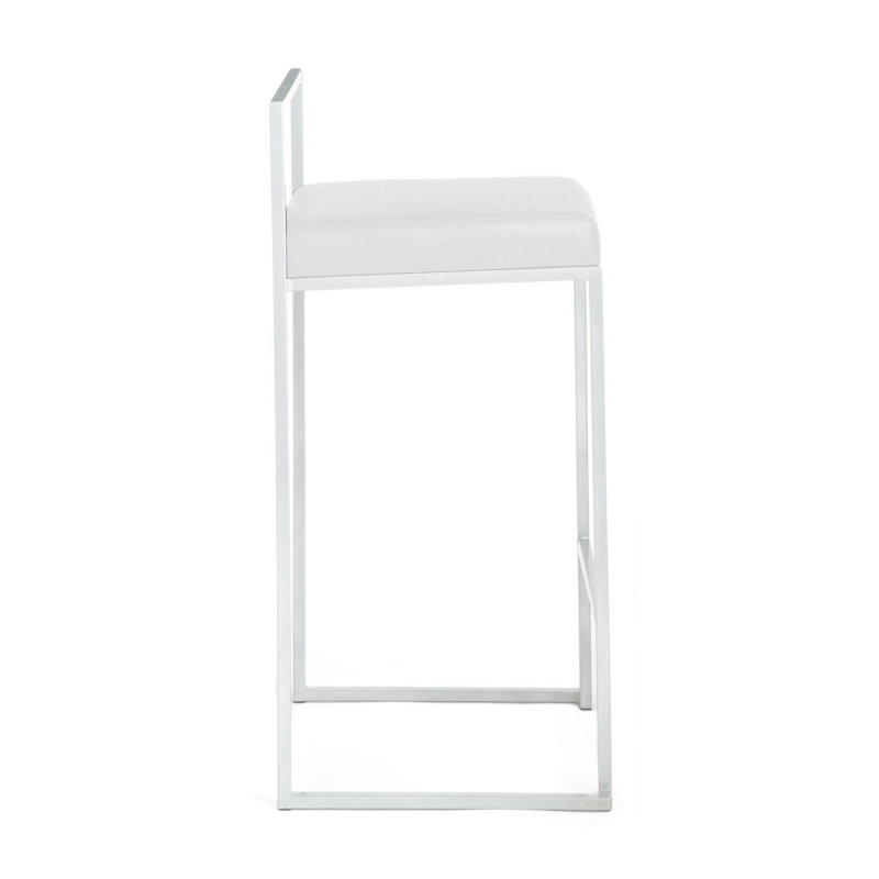 Dominic Upholstered Counter Stool with Metal Frame, White