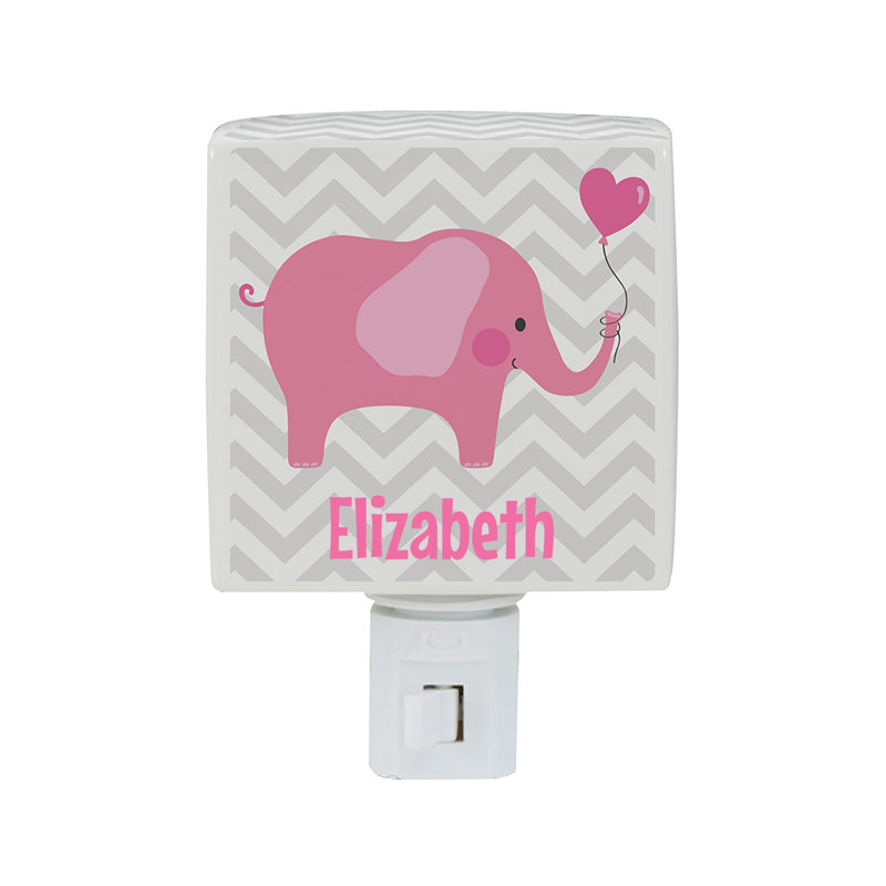 Veilleuse éléphant rose avec nom personnalisé imprimé, Oui