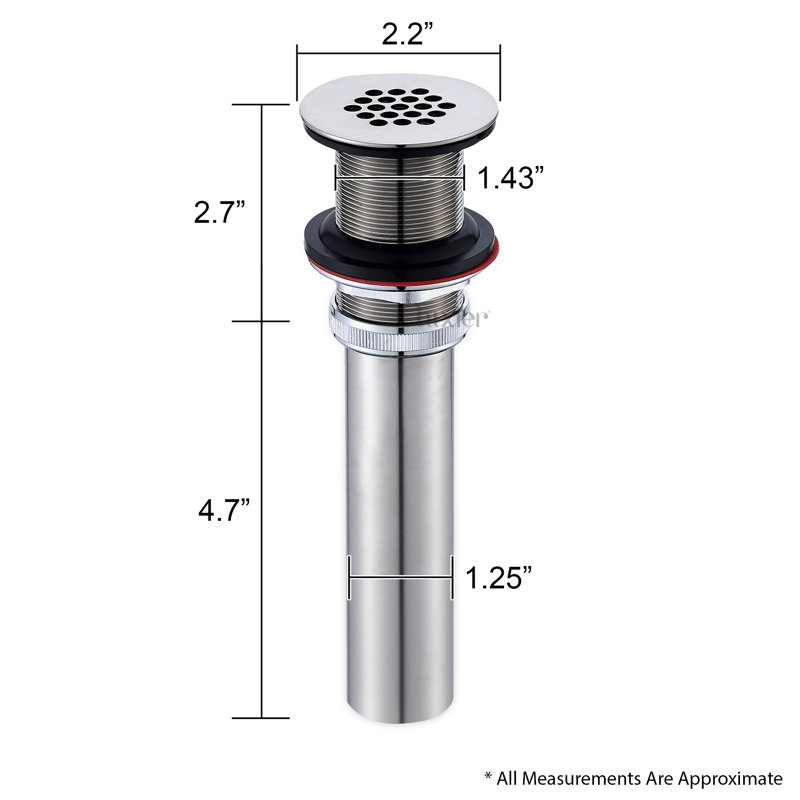 Grid Bathroom Sink Drain with No Overflow, Brushed Nickel