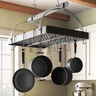 Hand Forged 36 Hammer Finish Pot Rack With Movable Hooks Sturdy