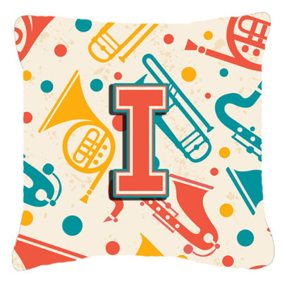 Instruments de musique rétro initiale intérieure/extérieure Throw Pillow
