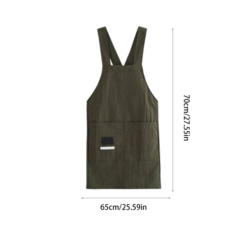 Tablier en nylon doux résistant à l'eau, sangle arrière réglable en H avec grande poche pour la cuisine de jardinage, vert armée 27,6 x 25,6 po