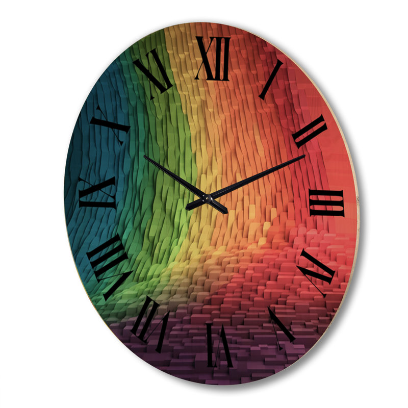 Horloge murale en bois massif Tanisha, Très grand
