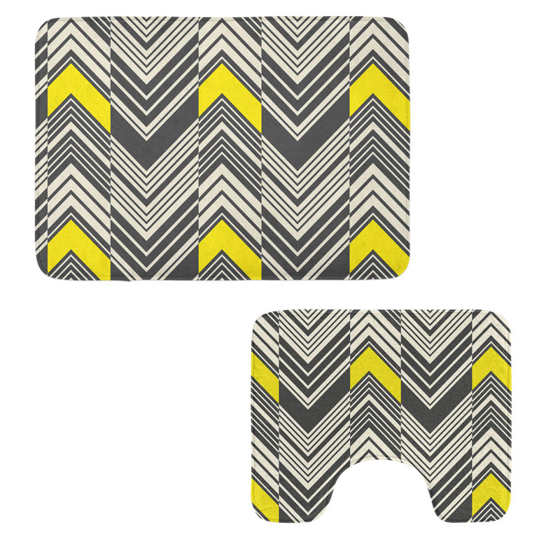  Ensemble de 2 tapis de salle de bain Retro Retro