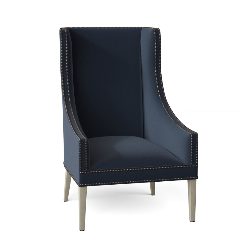 Frances Wingback Chair, Black Nickel, Sage (8789 30), Espresso