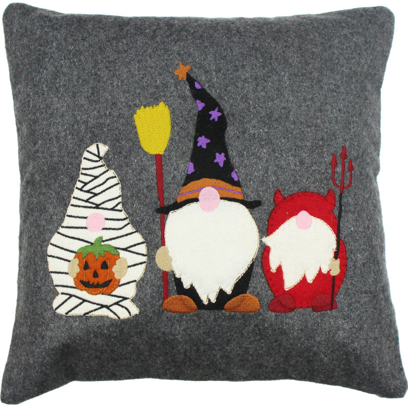 Gray Wool Felt Reversible Throw Pillow