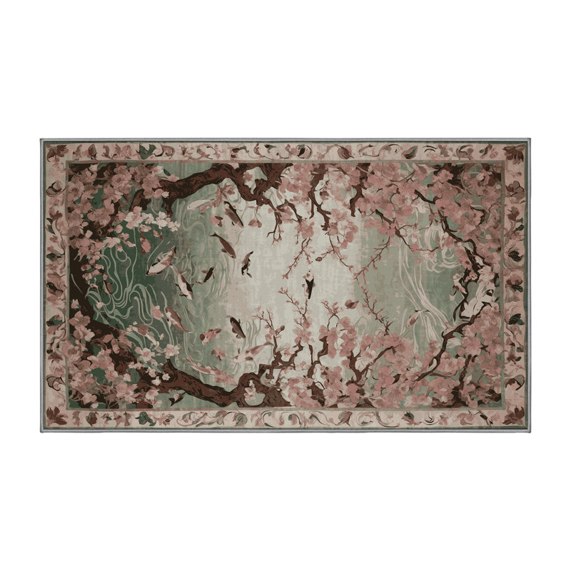 Machine Washable Gray Area Rug, Rectangle 7' x 9'
