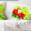 Coussin décoratif rose vif sur fond vert clair - imprimé floral