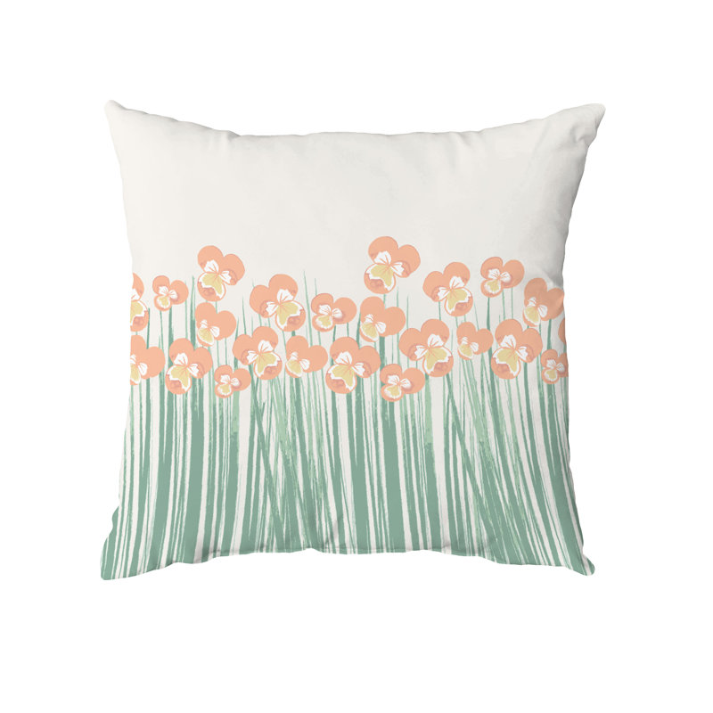 Floral Outdoor Reversible Throw Pillow, Orange, 16" x 16"