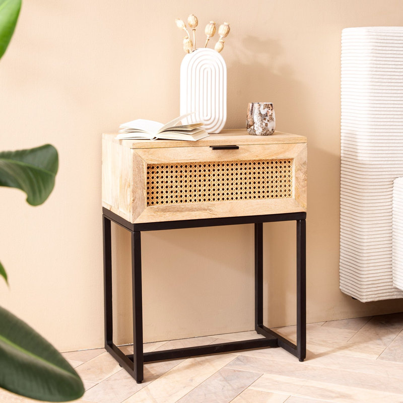Alidiya 50cm W Metal Bedside Table