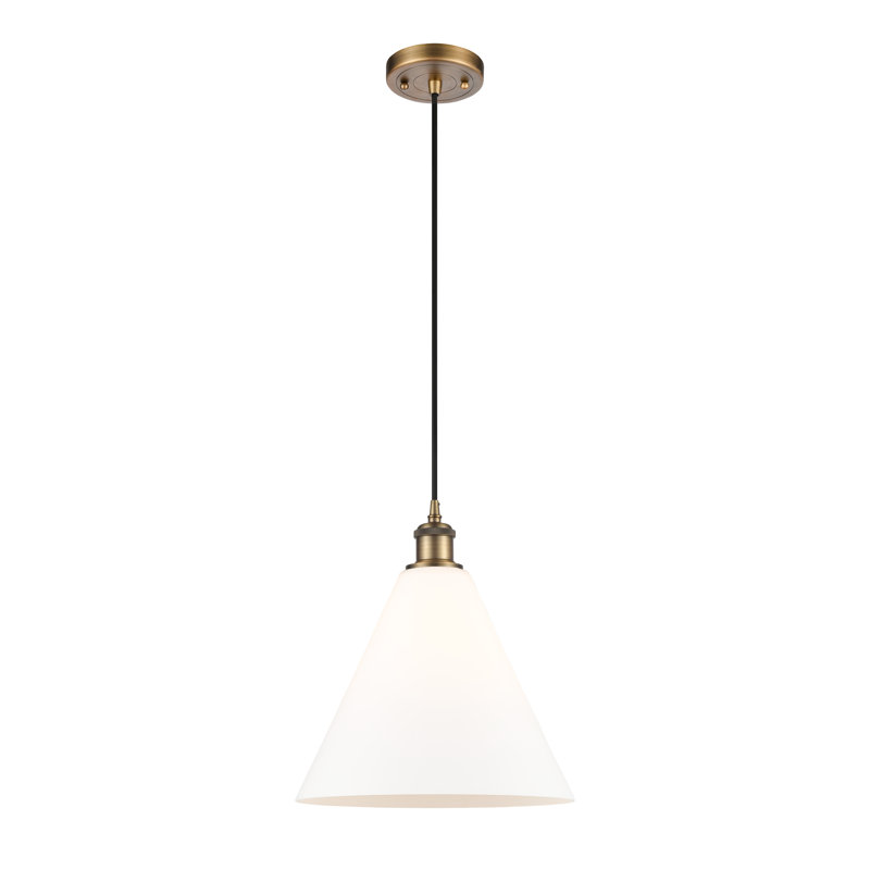 1 - Light Single Drop Pendant Pendant, Brushed Brass