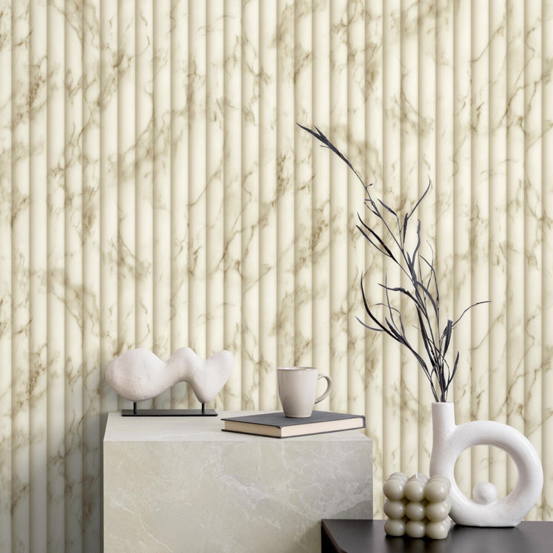 Imitation Group Fluted Marble Wallpaper, Natural