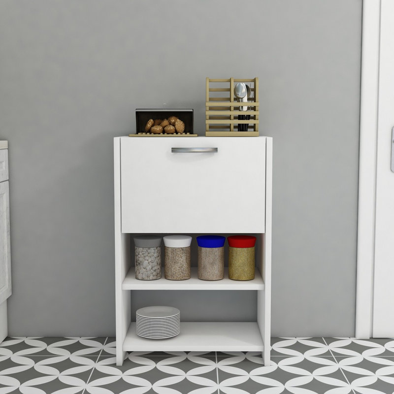 Armoire polyvalente moderne, blanche, 18,9 po x 28,3 po x 13,8 po | 100% panneau de particules enduit de mélamine, épaisseur: 0,7 pouce | Pieds en fer durables, idéaux pour le bureau personnel et les espaces de vie, design élégant et fonctionnel
