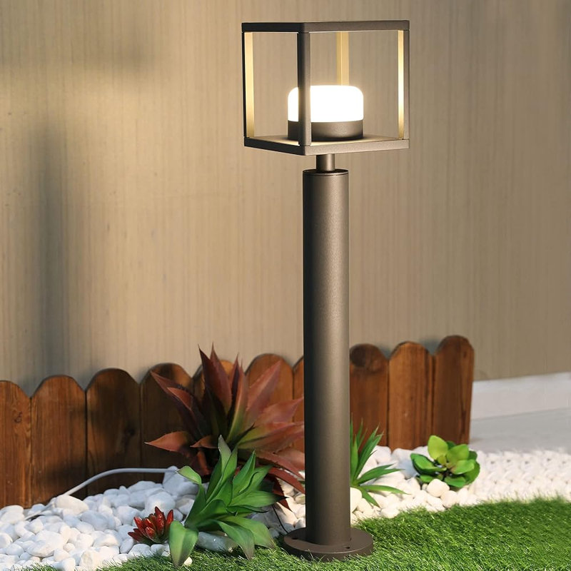 Outdoor Pathway Light LED Modern Bollard Light Wired Waterproof Garden Landscape Lighting Round Mount GX53 Aluminum Floor Lamp for Walkway Patio Yard Lawn 6.5W 650Lm 3000K