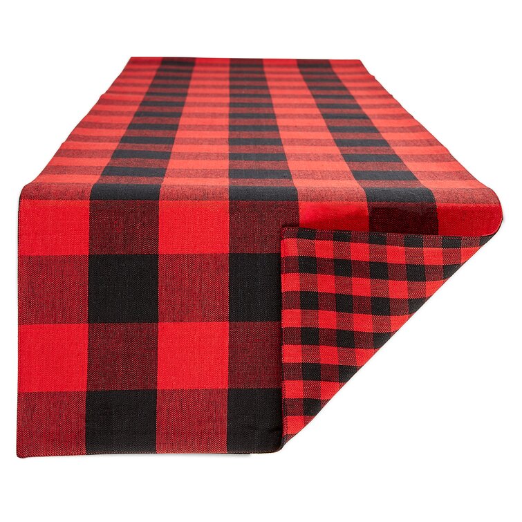 Red/Black Fairley Rectangle Geometric Cotton Table Runner