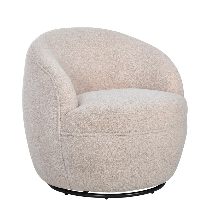 Fauteuil demi-tonneau 360 pivotant en sherpa, Beige