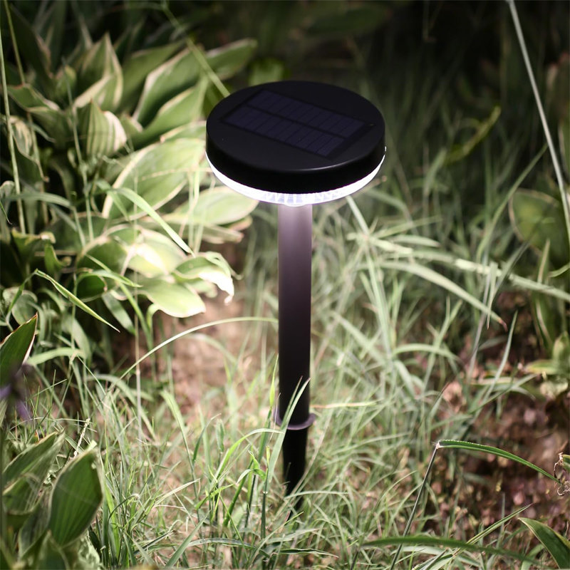 Black Solar Powered LED Pathway Lights with Polysilicon Top, 4 Pack