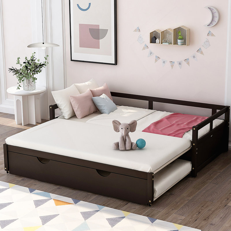 Extending Daybed With Trundle, Wooden Daybed With Trundle, Espresso