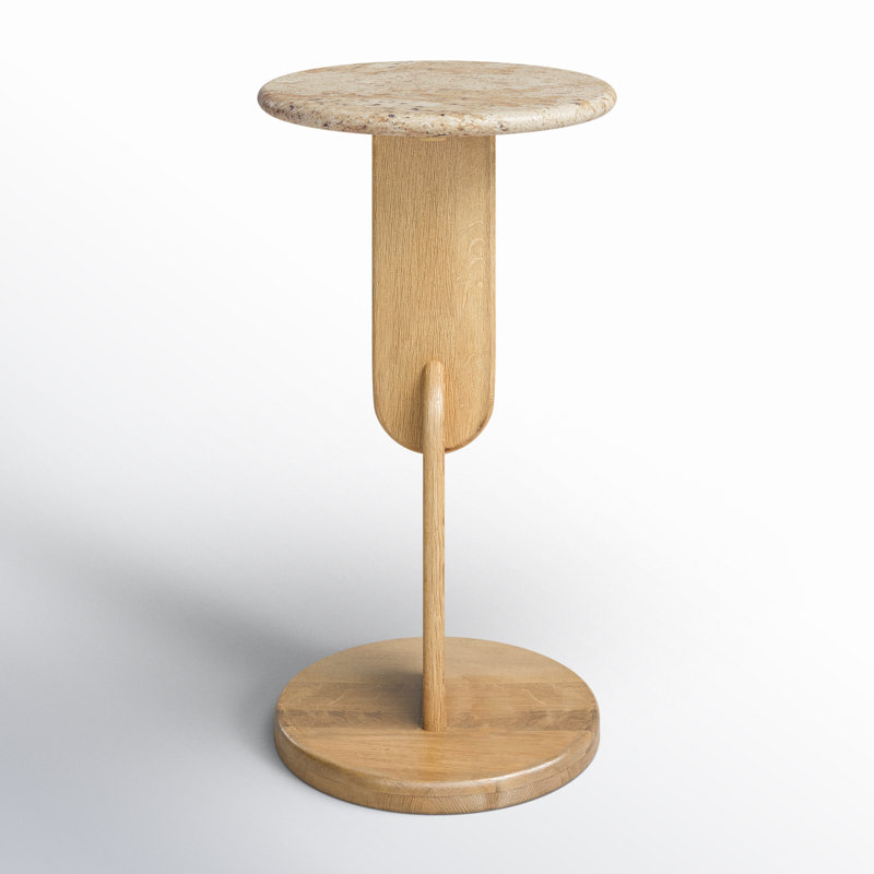 Kielle End Table, Oak, Travertine