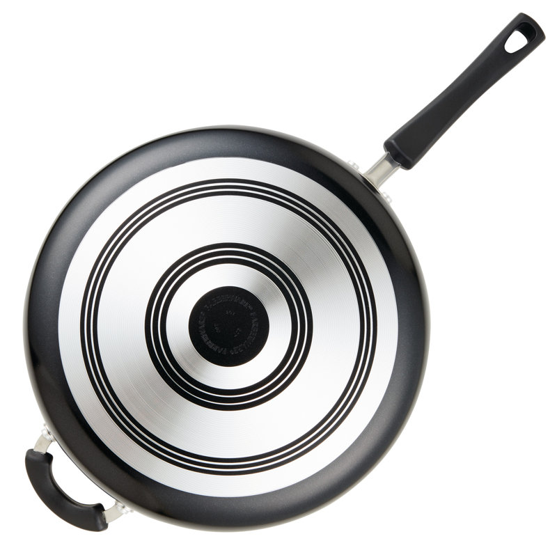 Black Aluminum Nonstick Jumbo Cooker with Lid and Helper Handle, 6 Quart