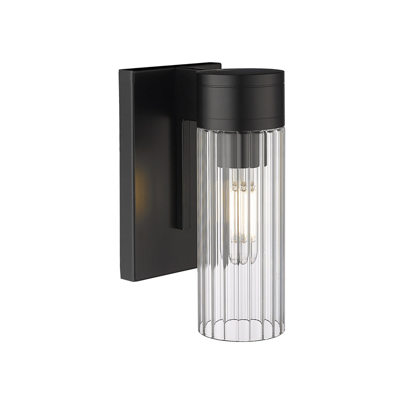 Loreatha Steel Armed Sconce, Clear, 9.5" H x 5.5" W x 3.13" D, Matte Black